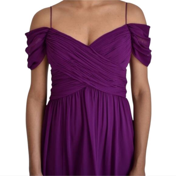 RALPH LAUREN EVENING Elegant Purple Off-Shoulder Maxi Dress Size 8 - Picture 9 of 13